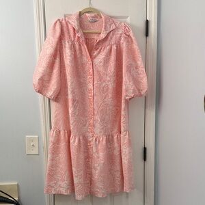 Chic Pink Patterned Casual Dress